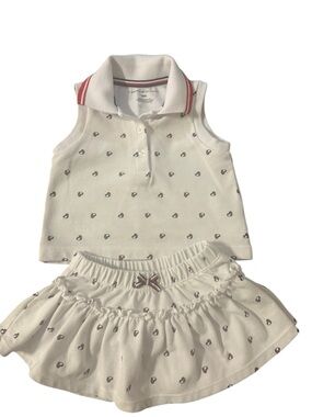 Tommy Hilfiger Baby Girl Polo Set in White with Red Accents 18M